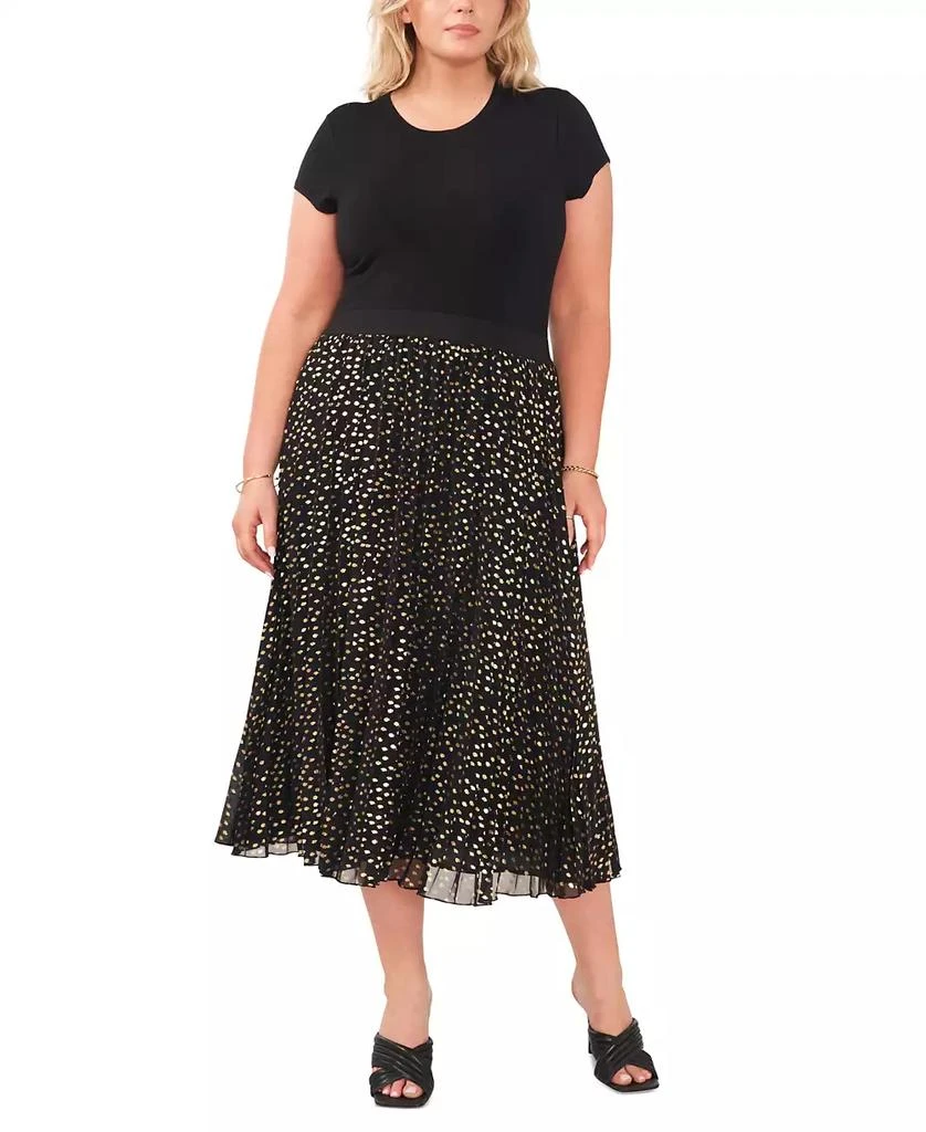Vince Camuto Vince Cameo Plus Size Foil-Dot Pleated Midi Skirt 4