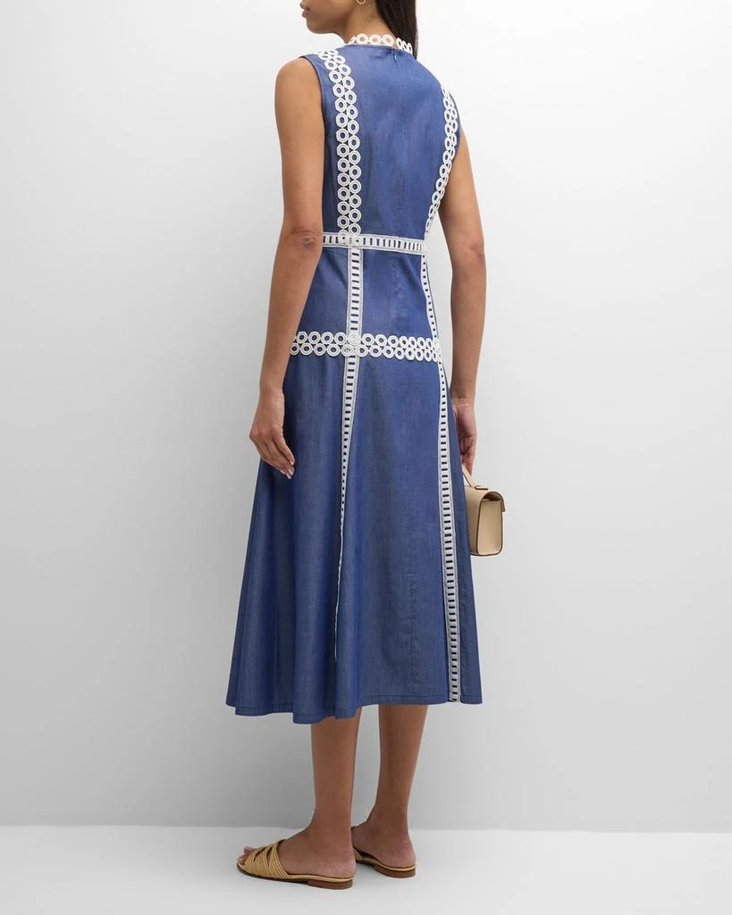 Misook Woven Eyelet-Trim Cotton Maxi Fit & Flare Dress - Modern Fit 4