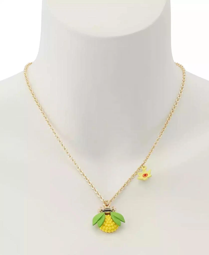 Betsey Johnson Faux Stone Hothouse Bloom Bee Pendant Necklace 4