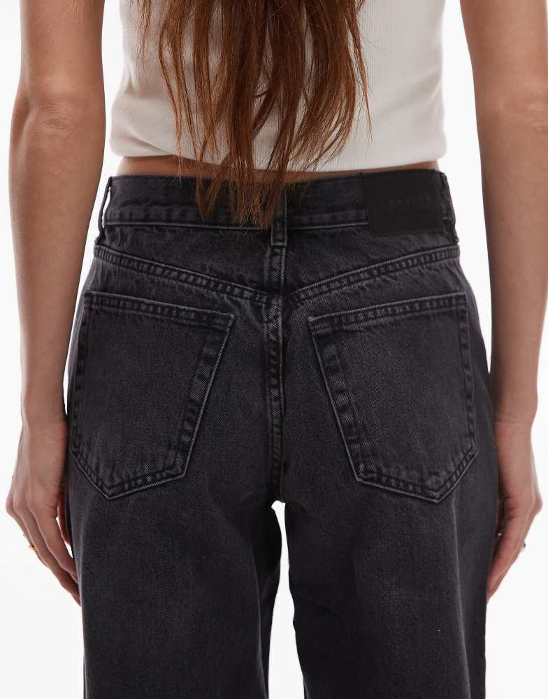 Topshop Topshop Runway mid rise straight jean in washed black 4