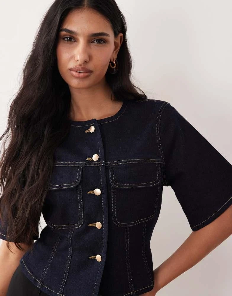 ASOS ASOS DESIGN fitted button through denim top