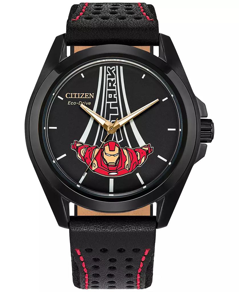 Citizen Eco-Drive Men's Marvel Tony Stark Kinda Sorta Famous Black Leather Strap Watch 43mm