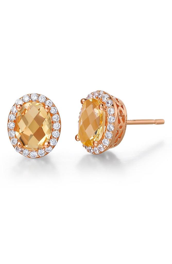 Lafonn Classic Genuine Citrine Simulated Diamond Gem Stud Earrings