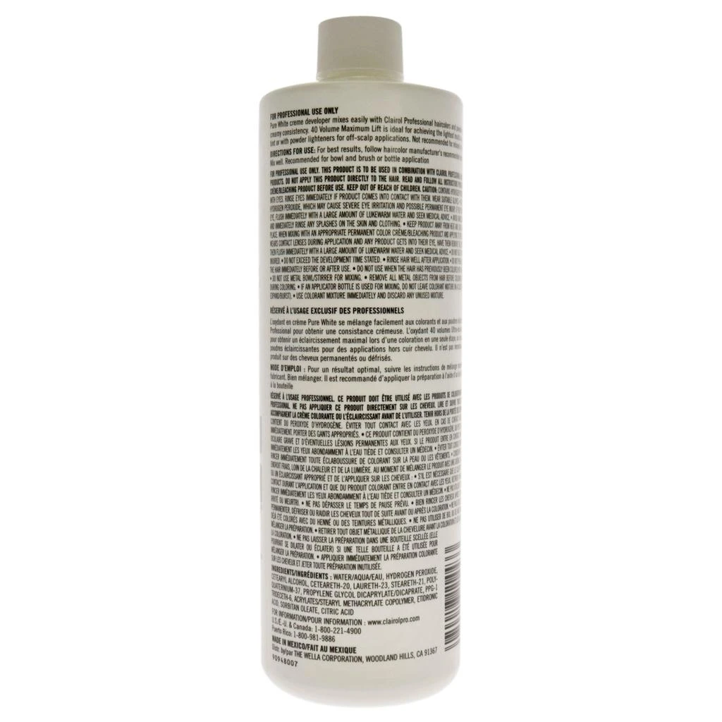 Clairol Pure White 40 Volume Creme Developer by  for Unisex - 16 oz Lightener 2