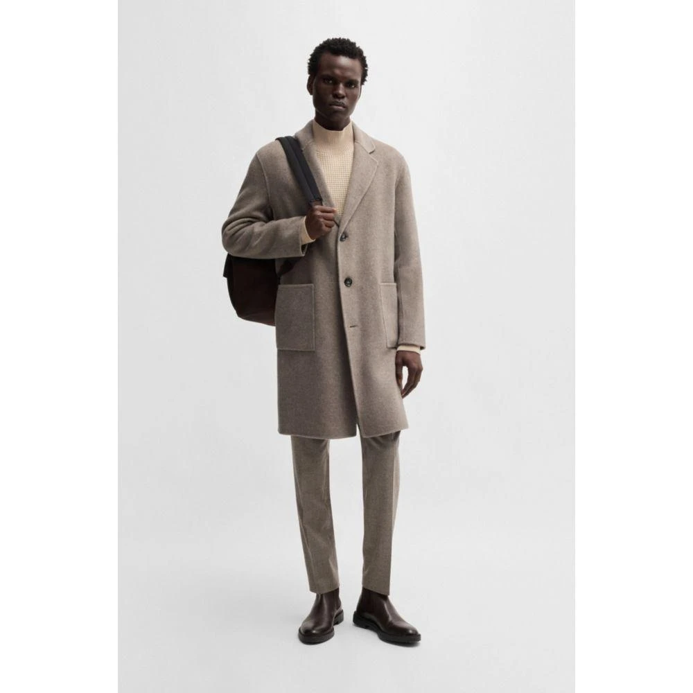 Hugo Boss Relaxed-fit coat in a micro-patterned wool blend 2