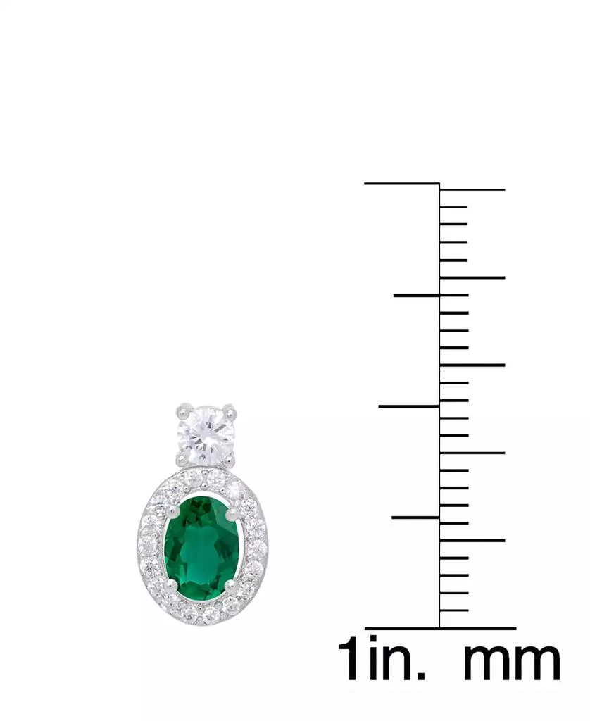 Macy's Simulated Emerald Oval Halo 3 Piece, Pendant, Earrings and Ring, Set in Silver Plate 4
