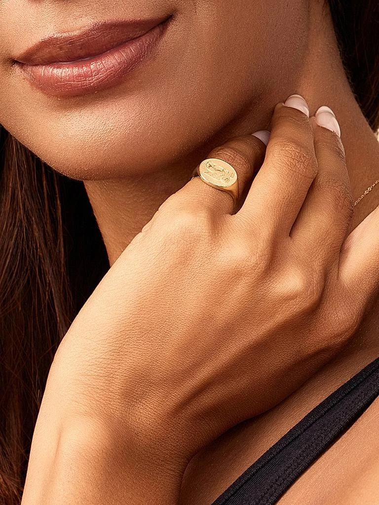 Oradina 14K Yellow Gold Flying Lion Signet Ring 4