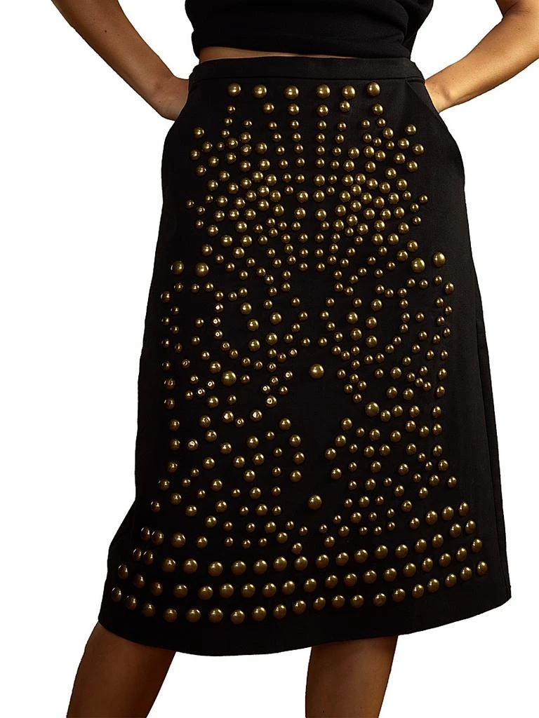 Cynthia Rowley Serena Studded Denim A-Line Skirt 5