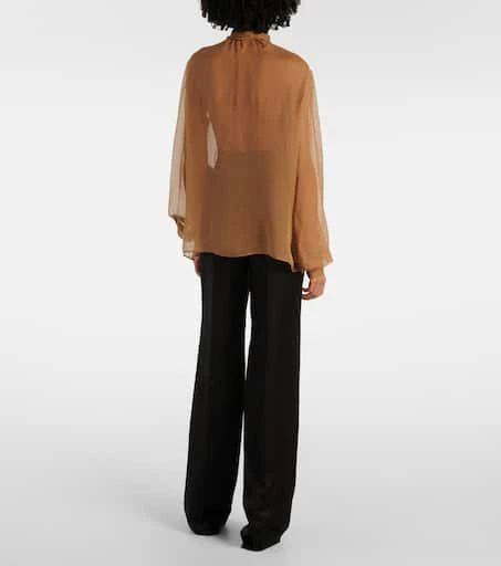Yves Saint Laurent Tie-neck silk chiffon blouse 3