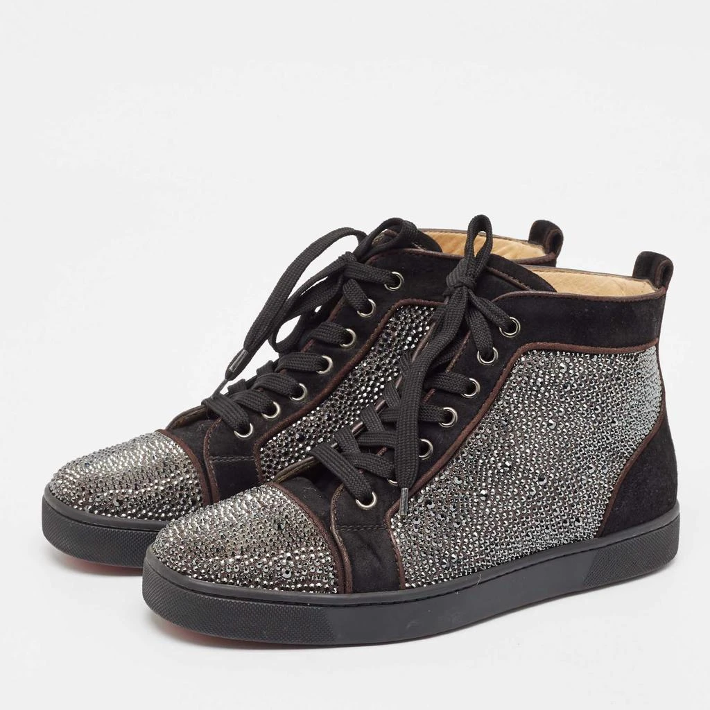 Christian Louboutin Christian Louboutin Black Suede Crystal Embellished Louis High Top Sneakers Size 39 2