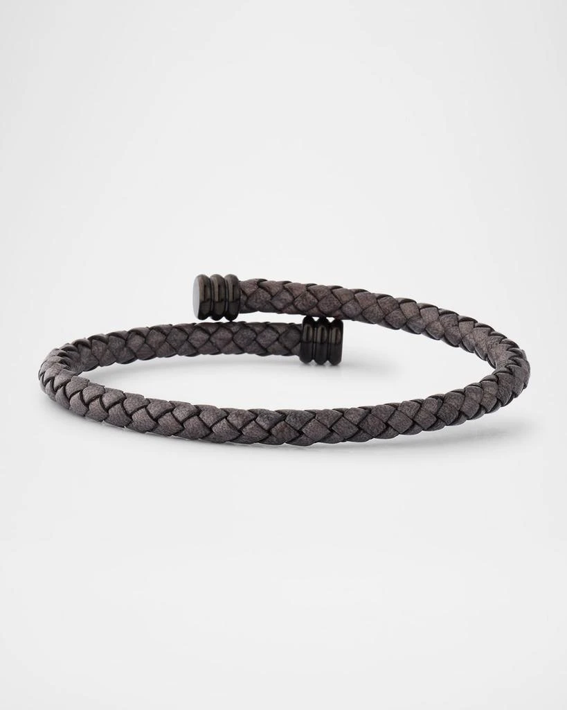 LINK UP Men's Flexible Braided Leather Bracelet with Stainless Steel 1