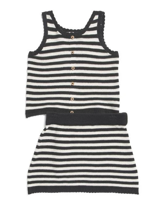 Jessica Simpson Little Girls 2pc Striped Crochet Tank And Skirt Set 1