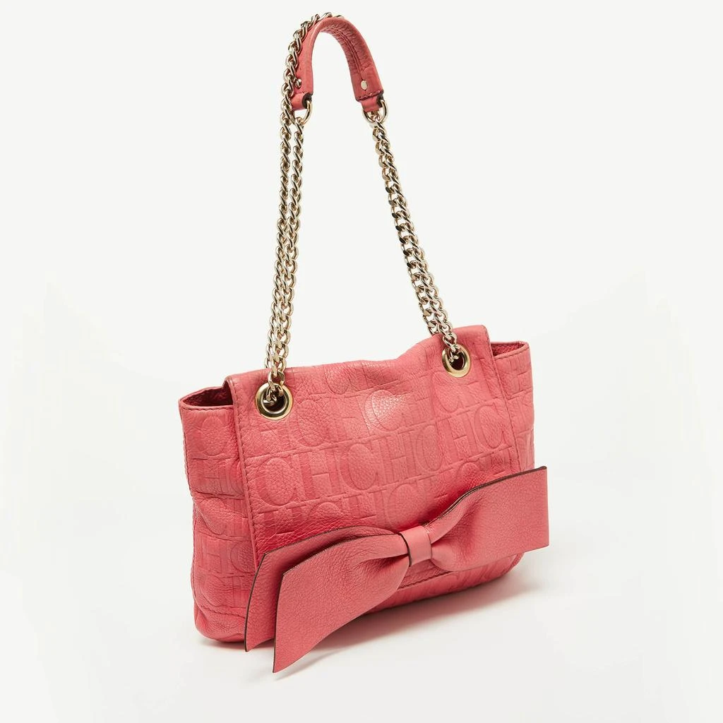 CH Carolina Herrera CH Carolina Herrera Pink Monogram Embossed Leather Audrey Shoulder Bag 3