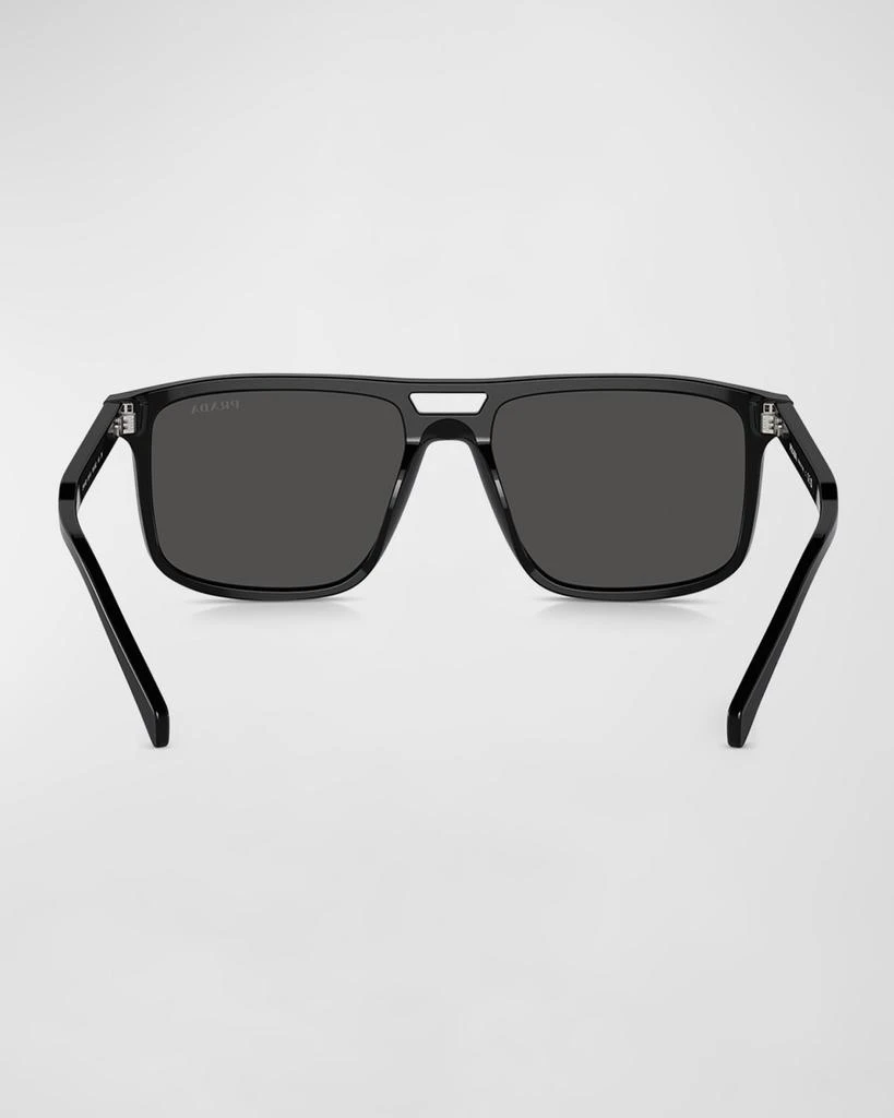 Prada Men's Double-Bridge Acetate Rectangle Sunglasses 4
