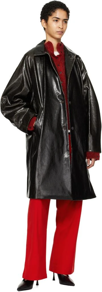 Cordera Black Scratched Faux-Leather Coat 4