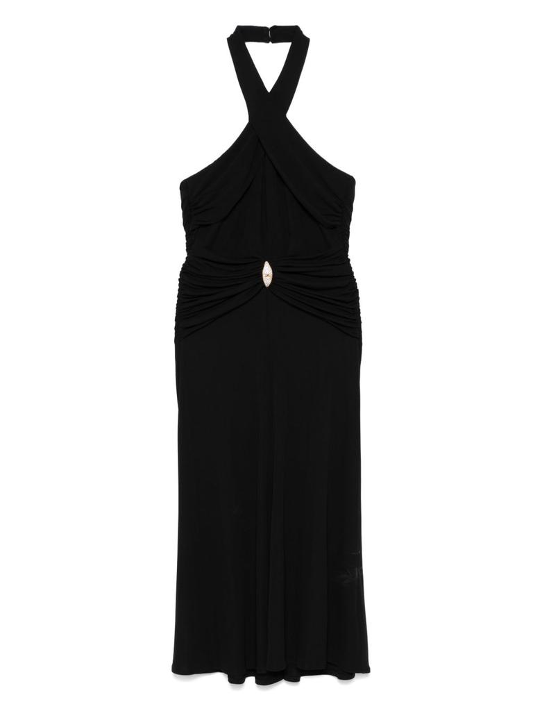 ELISABETTA FRANCHI Pink Baby Midi Dress With Roses - Dresses