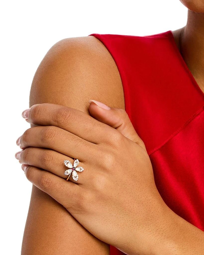 Roberto Coin 18K Rose Gold Tiare Mother of Pearl, Rubellite,
Diamond Flower Ring 2