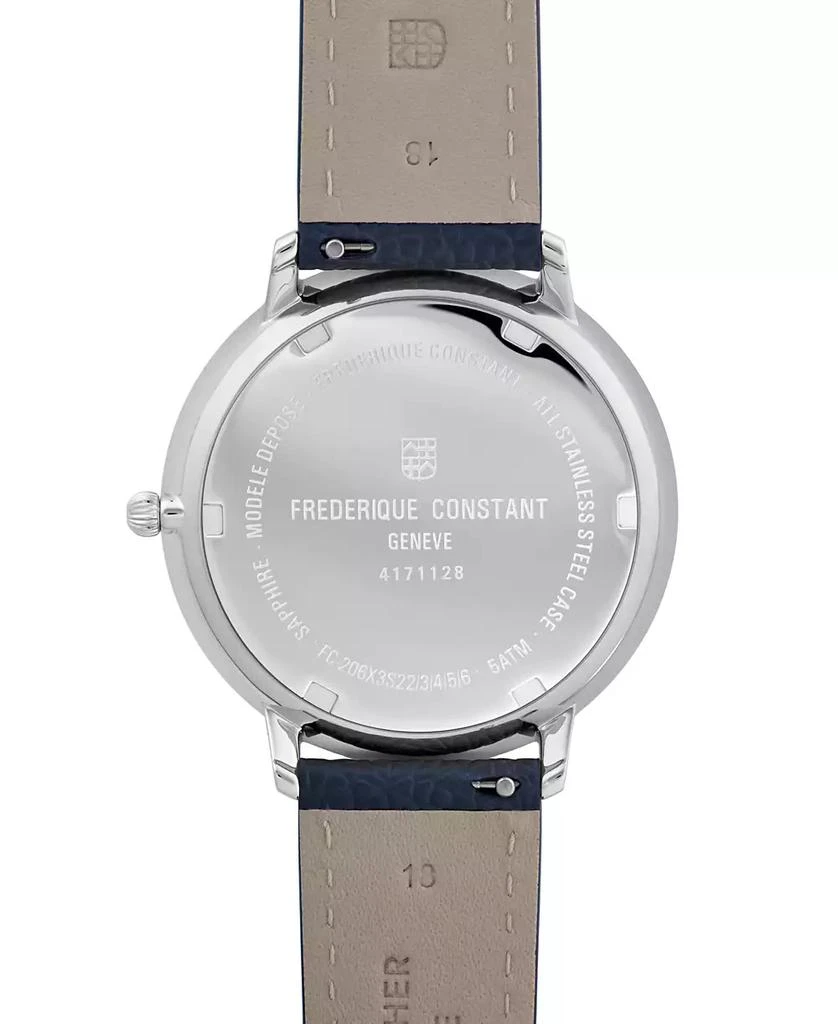 Frederique Constant Men's Classics Quartz Moonphase Blue Leather Strap Watch 39mm 3