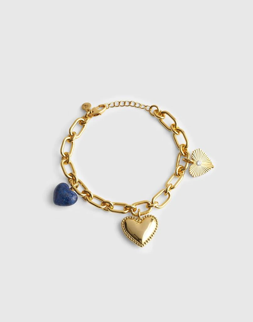 Madewell Engine Turned Lapis Heart Charm Bracelet