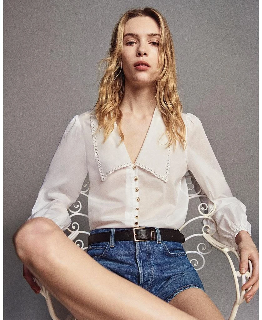 FRAME The Eyelet Sailor Silk Blouse 3