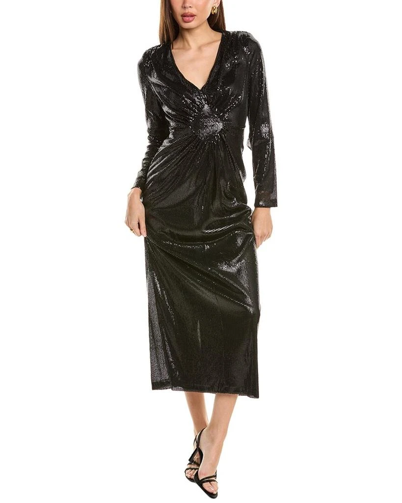 nanette lepore dress black Nanette Lepore Women's Boat Neck Sequin Fringe Hem Maxi Dress  Letay Store