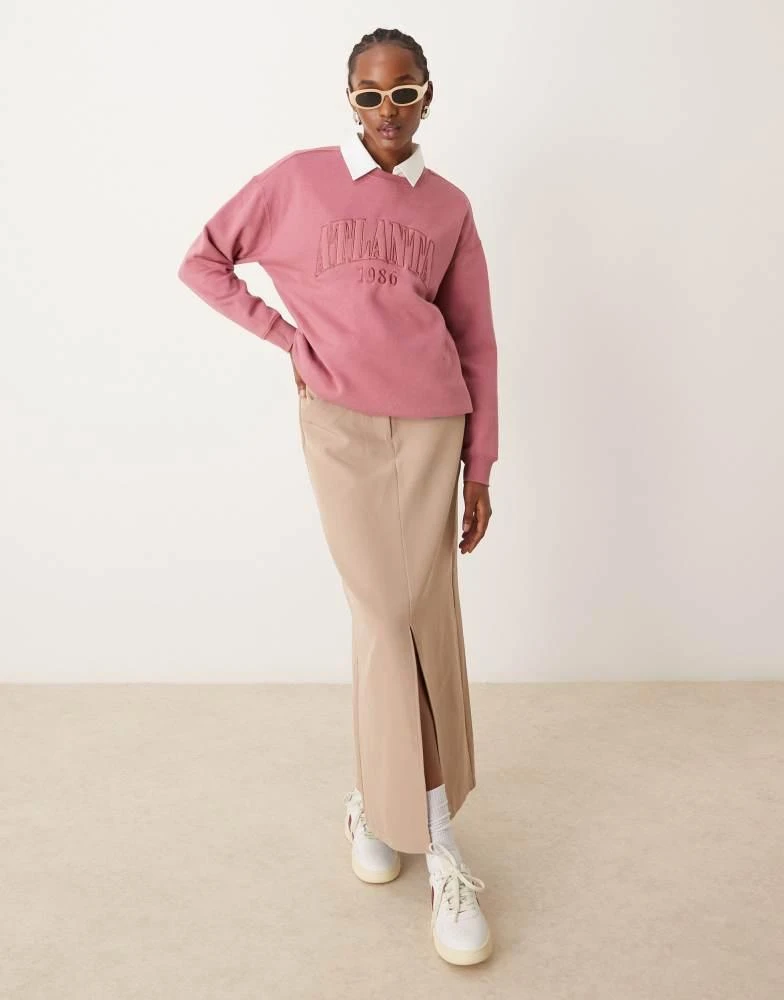 New Look New Look oversized jumper with Atlanta slogan in pink 2