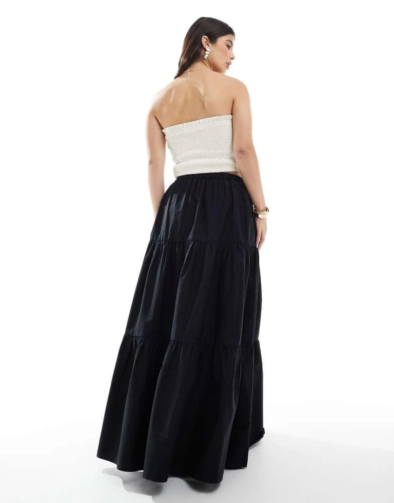 ASOS ASOS DESIGN tiered boho maxi skirt in black 5