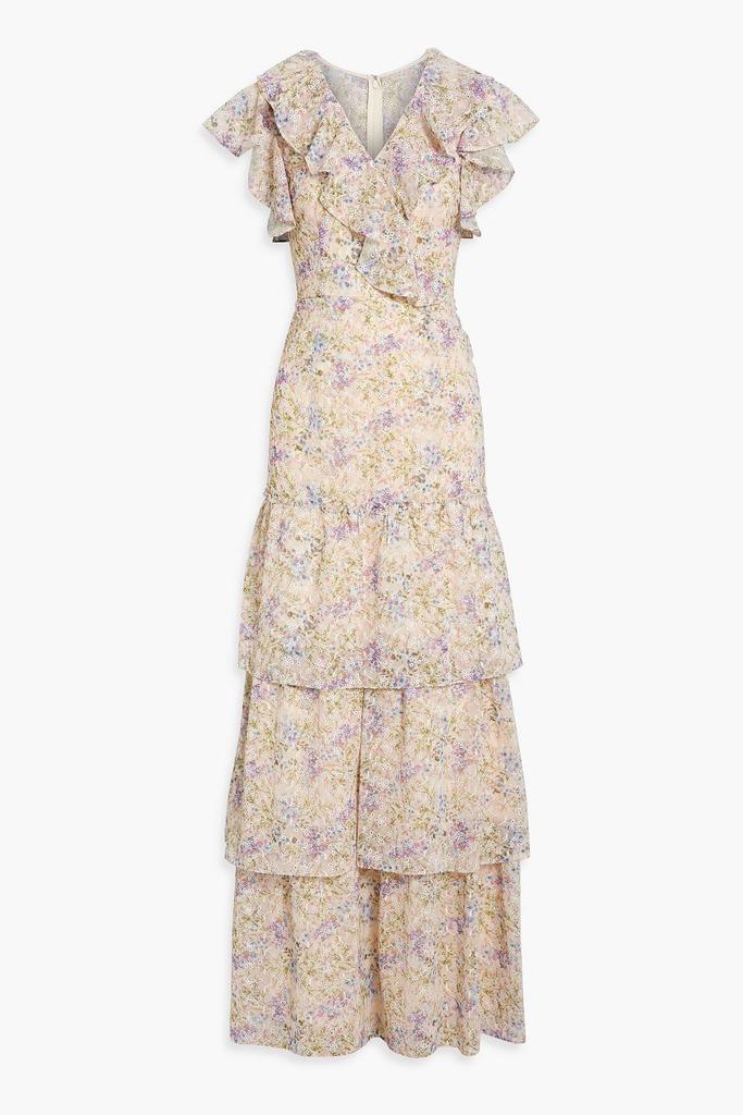 MIKAEL AGHAL Tiered floral-print broderie anglaise maxi dress