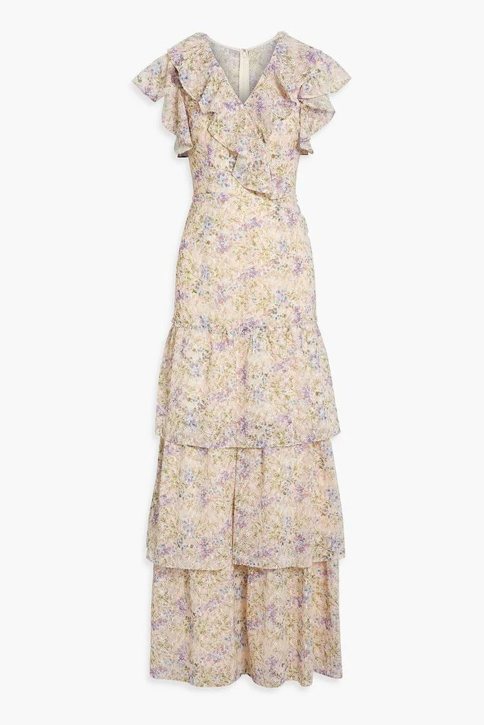 MIKAEL AGHAL Tiered floral-print broderie anglaise maxi dress 1