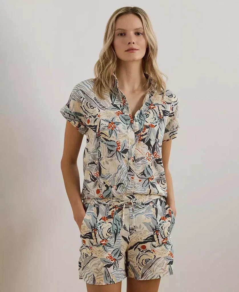 Ralph Lauren Women's Relaxed-Fit Print Short-Sleeve Shirt, Regular & Petite 1