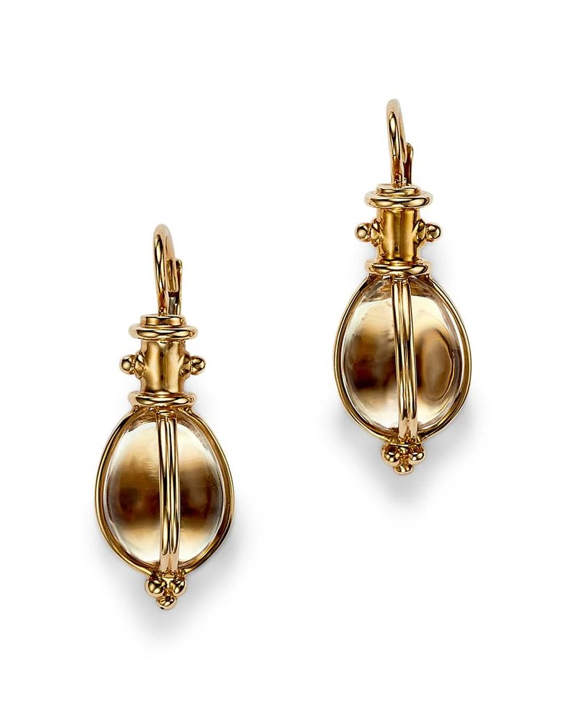 Temple St. Clair 18K Yellow Gold Oval Crystal Amulet Earrings 7