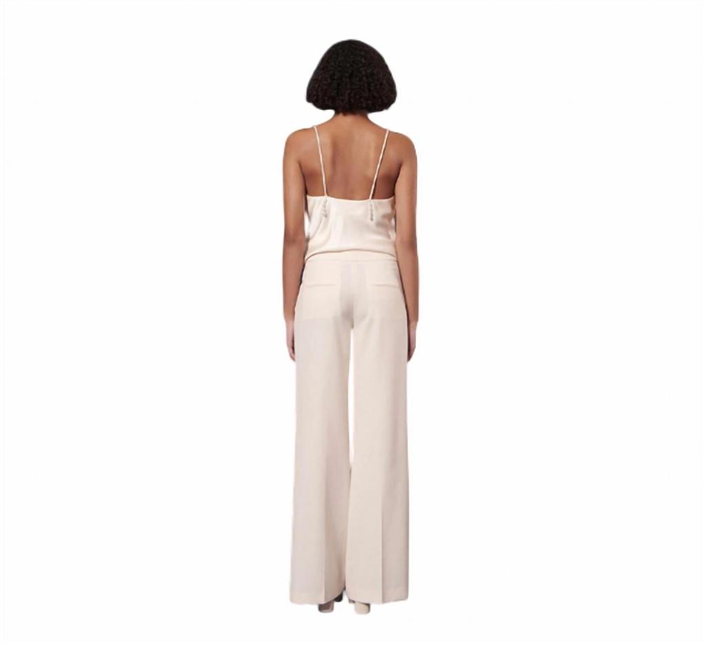 Tara Jarmon Wool Wide-Leg Trousers In Ecru