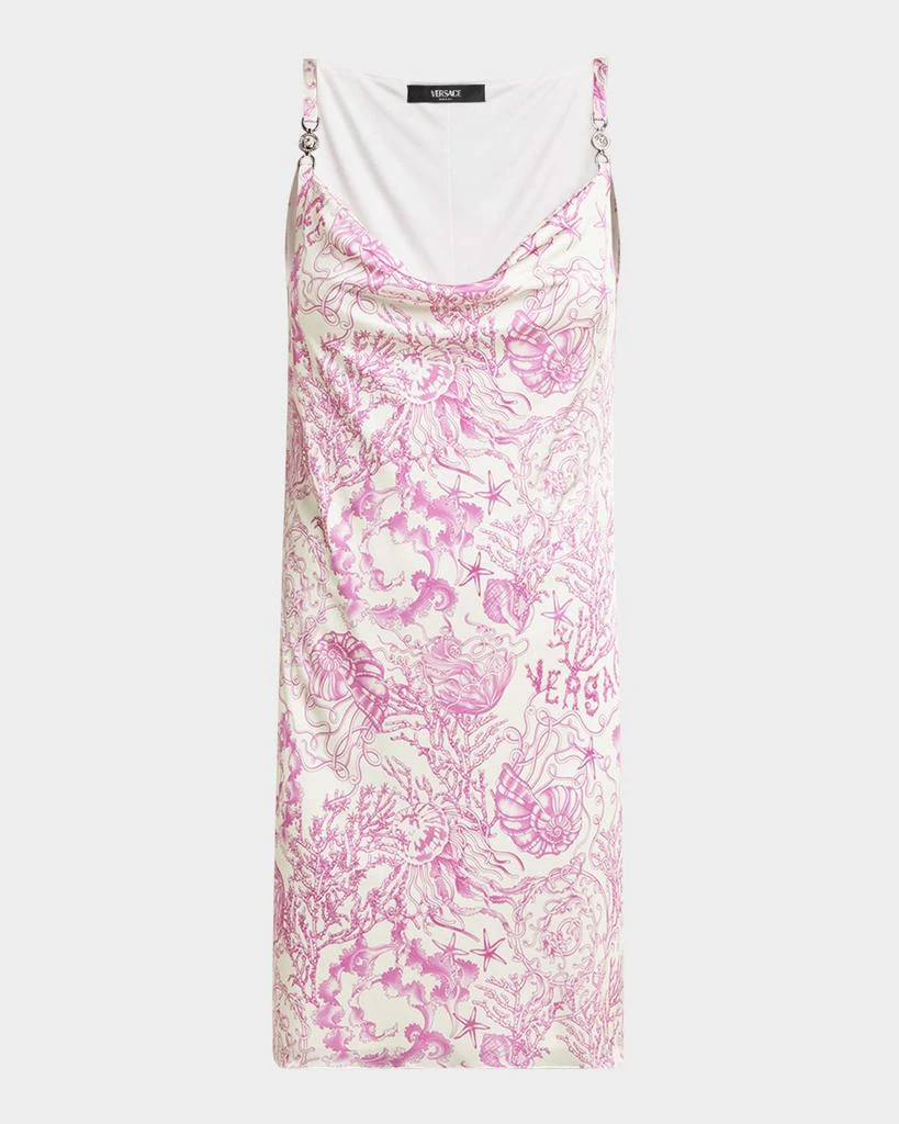 Versace Underwater Barocco Liquid Jersey Cowl-Neck Mini Dress 1