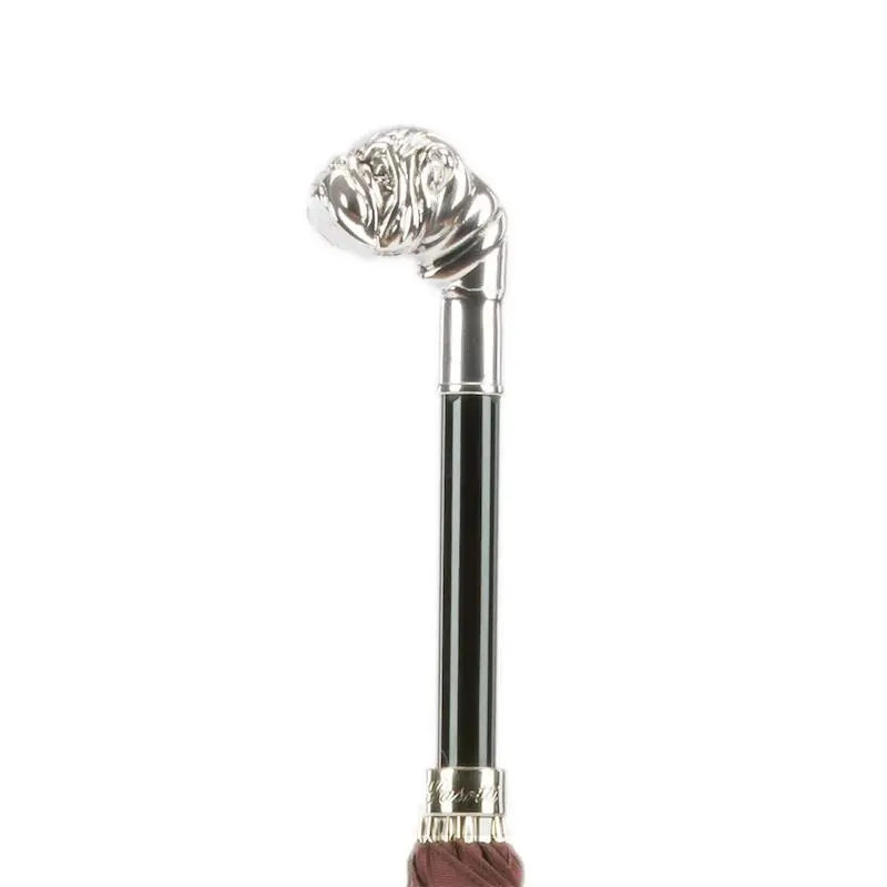 PASOTTI Pasotti Oxblood Luxury Umbrella with Silver Bulldog Handle 3