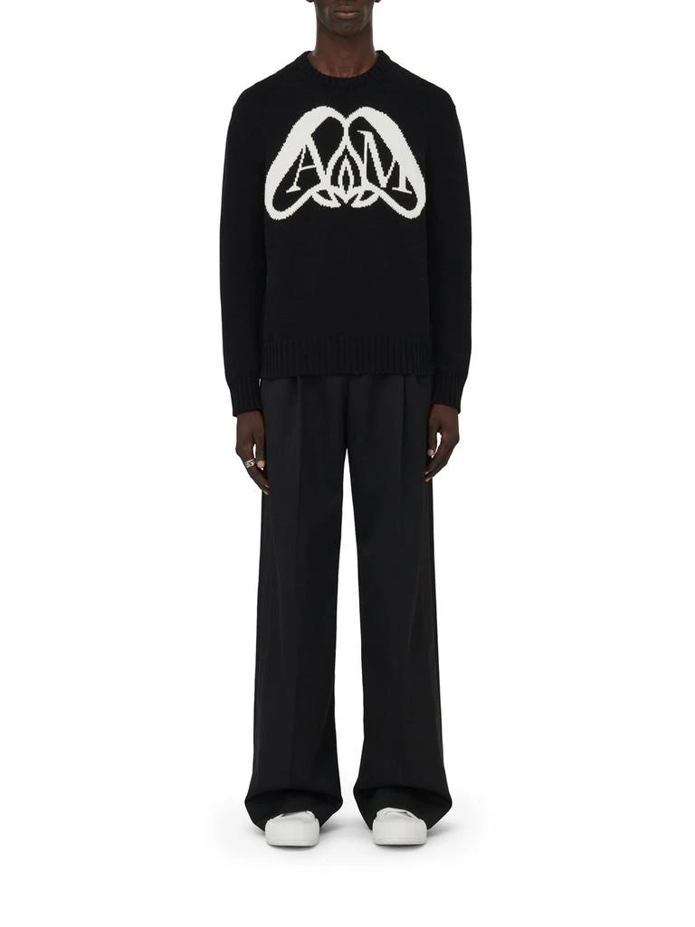 Mcqueen Men`s Seal Logo Jumper in Black/ivory 2