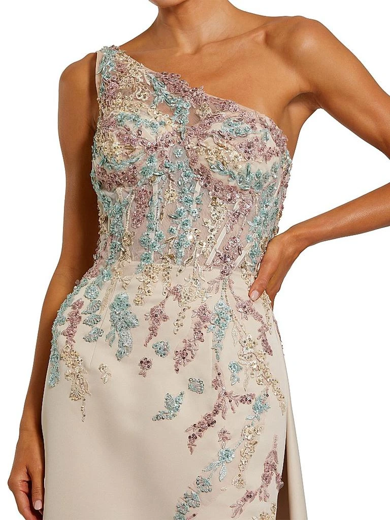 Mac Duggal Embroidered Sequined One-Shoulder Gown 3