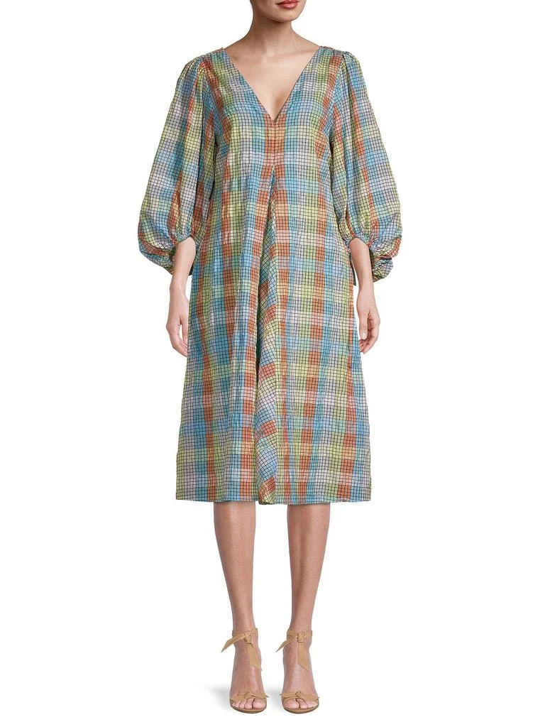 Ganni Checked A-Line Dress 1