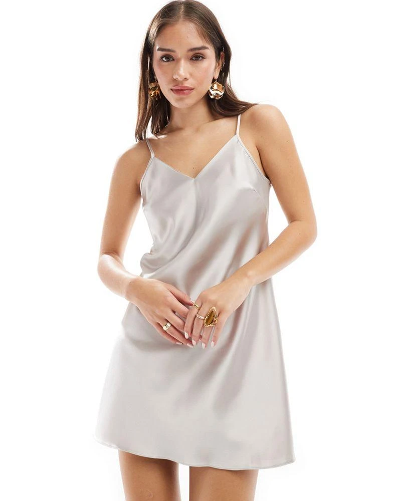 knee length dresses for ladies Metallic Satin Slip Dress for Boho Chic Women – Shop Daisy Lane main image 0