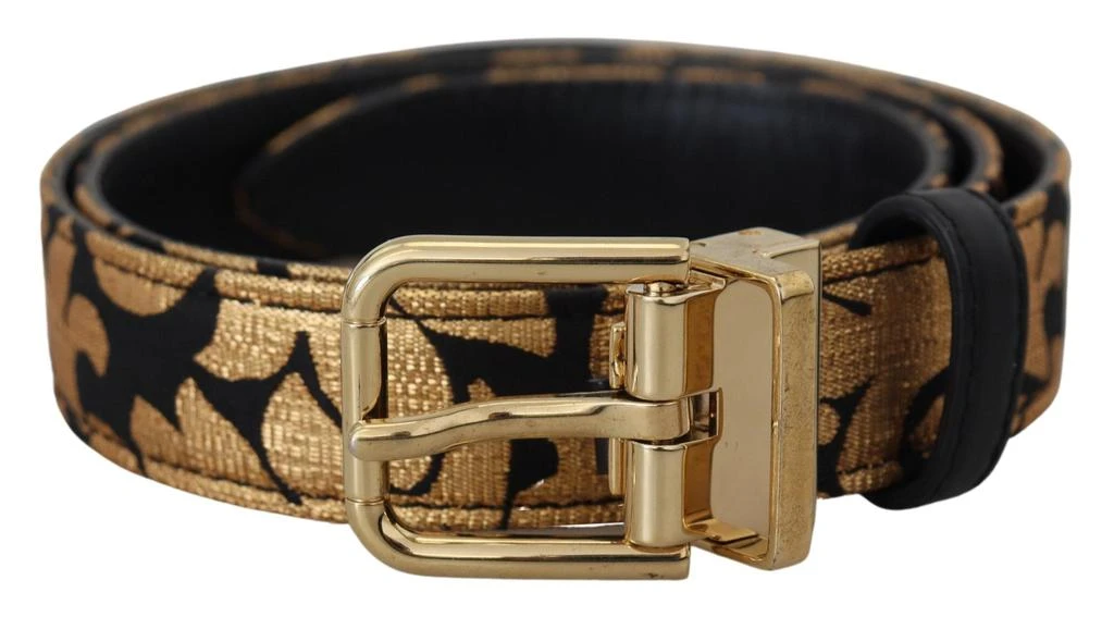 Dolce & Gabbana Multicolor Jacquard Leather Logo Buckle Belt 2