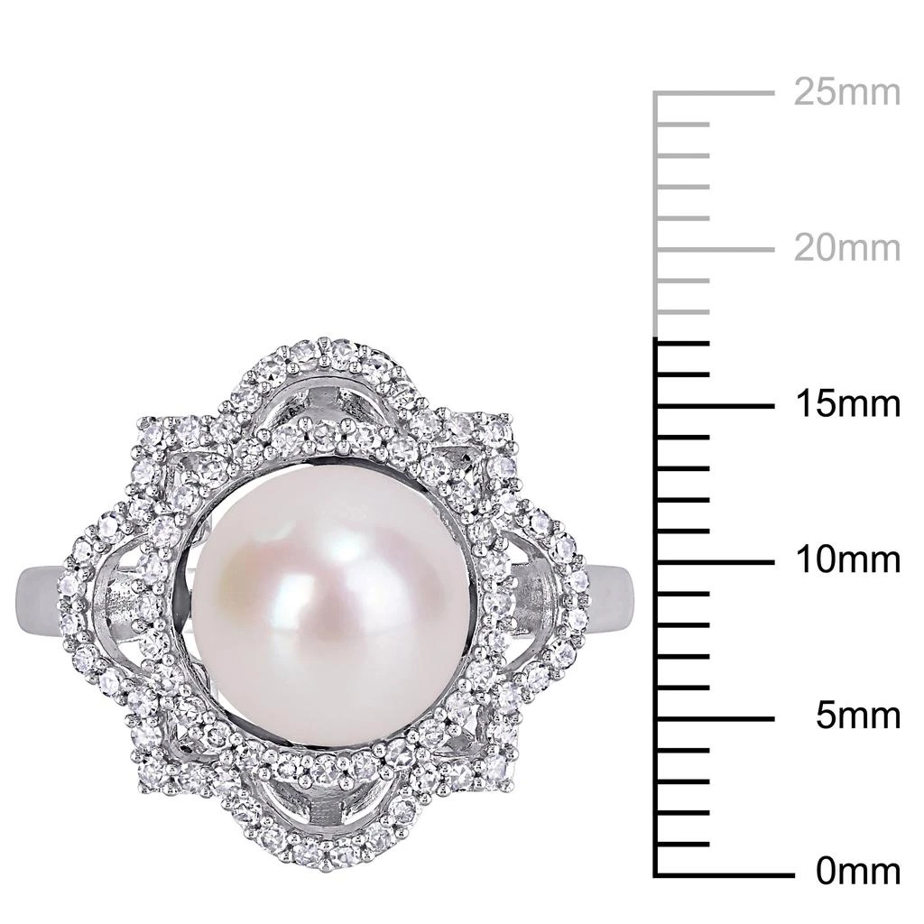 Mimi 
Max 9mm Cultured Freshwater Pearl 3/8ct TW Diamond Vintage Ring 14k White Gold 3