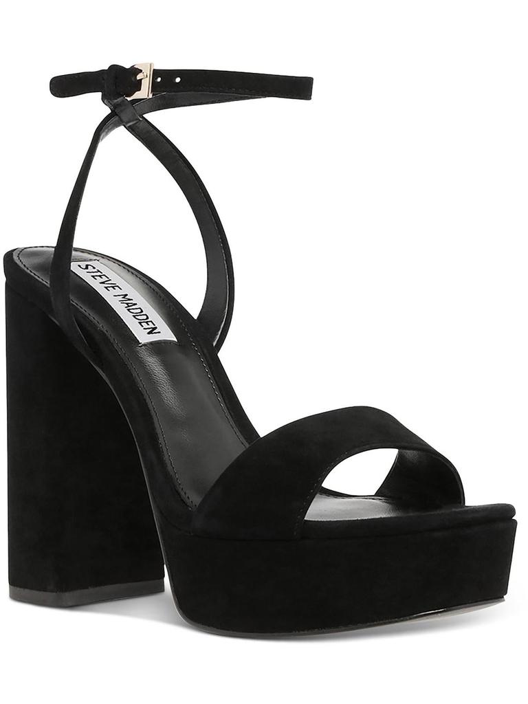 Steve Madden Lessa Womens Suede Ankle Strap Platform Heels