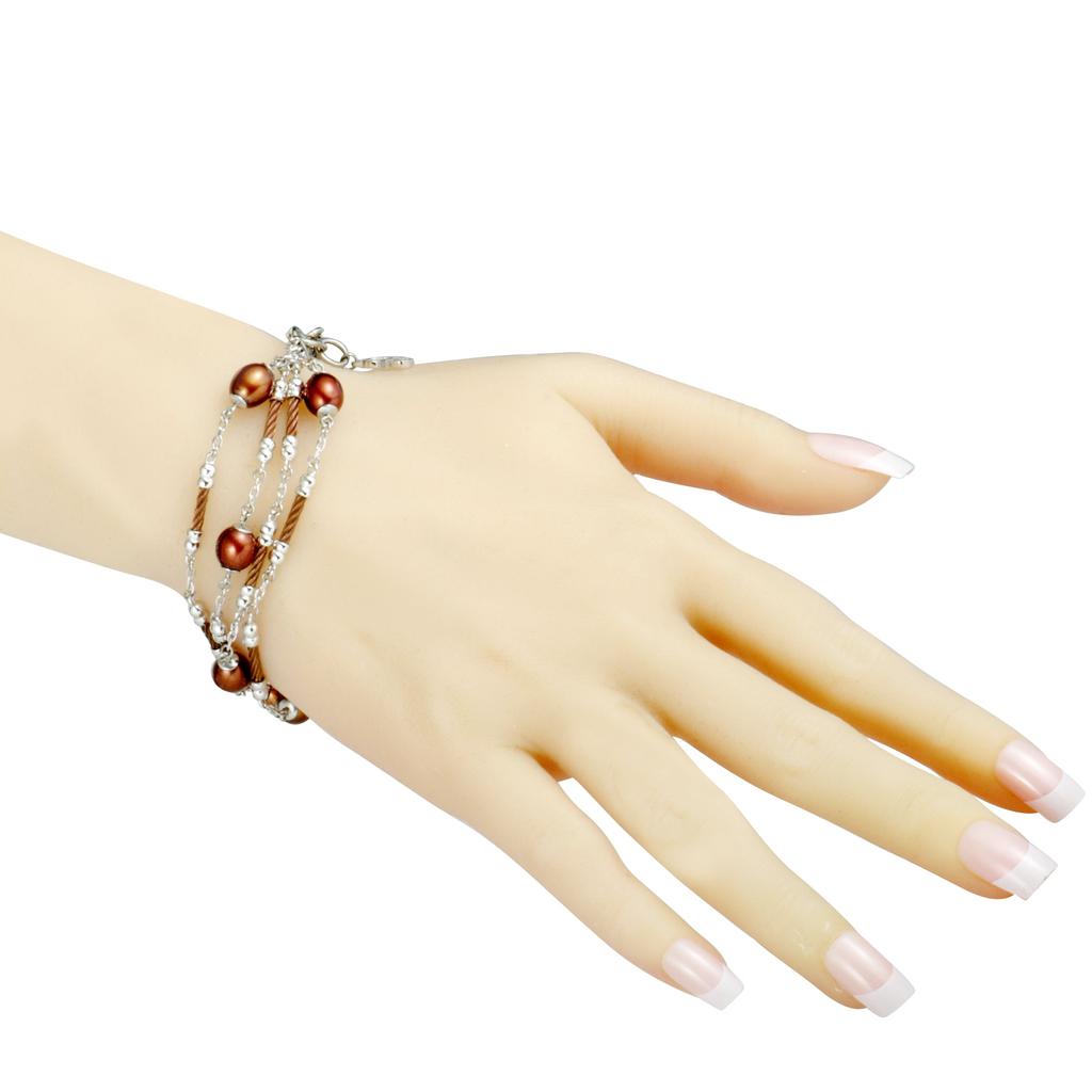Charriol Pearl Stainless Steel and Bronze PVD Brown Pearls Bracelet