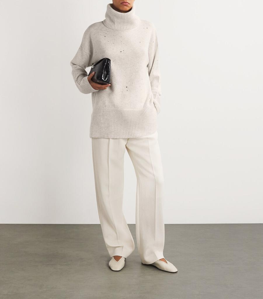 William Sharp Cashmere Crystal-Embellished Rollneck Sweater