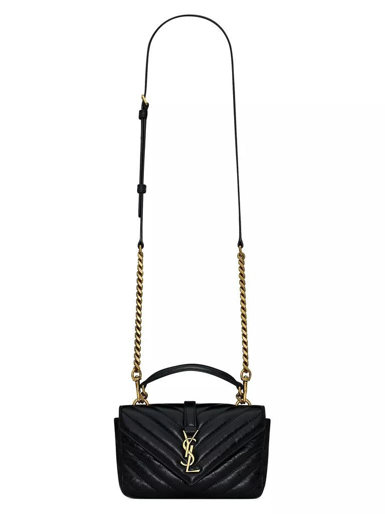 Yves Saint Laurent Mini College Chain Bag in Shiny Crackled Leather 4