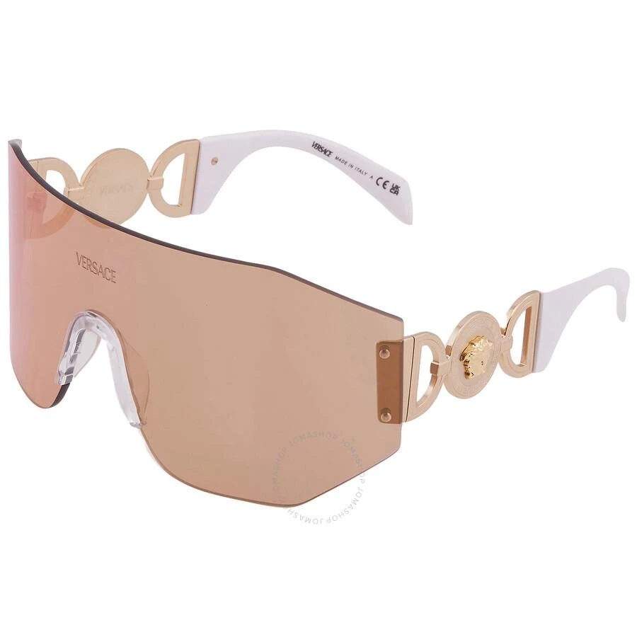 Versace Dark Brown Mirror Rose Gold Shield Unisex Sunglasses VE2258 10027J 45 3