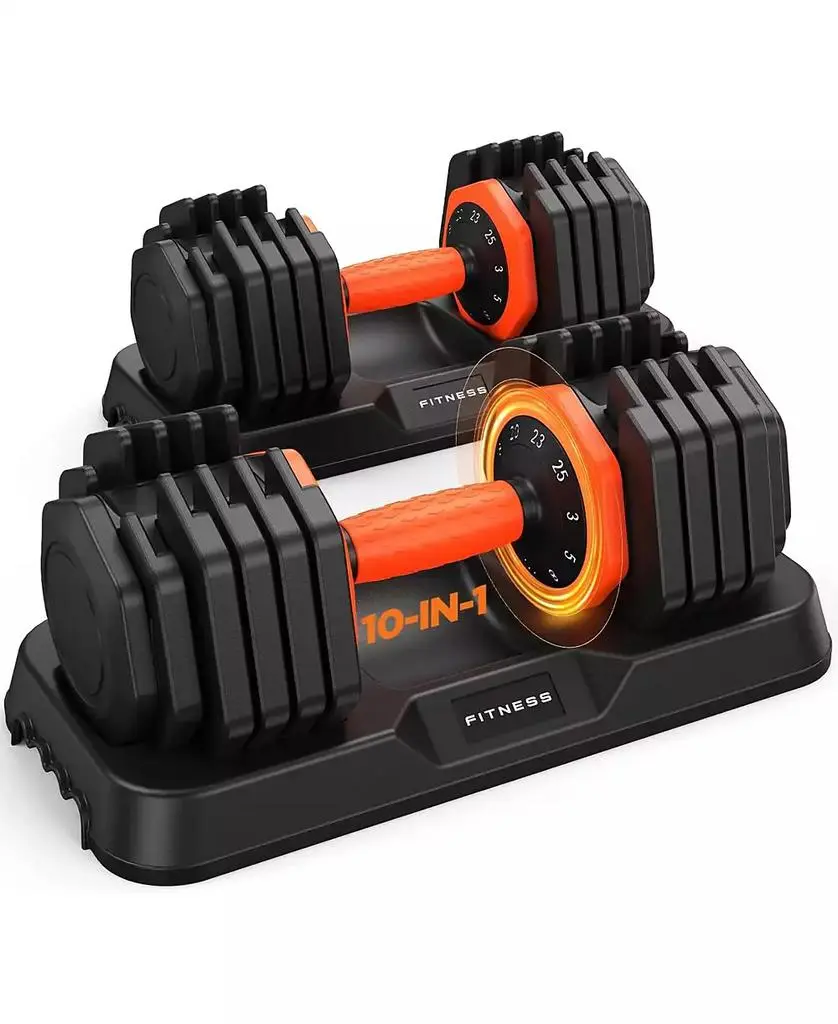 FED FITNESS 25LB Pro Advanced Adjustable Dumbbell Set Pair 10-Level Weights Double Adjustment Gears Flexible Quick Adjust Home Gym Fitness Equipment new arrivals