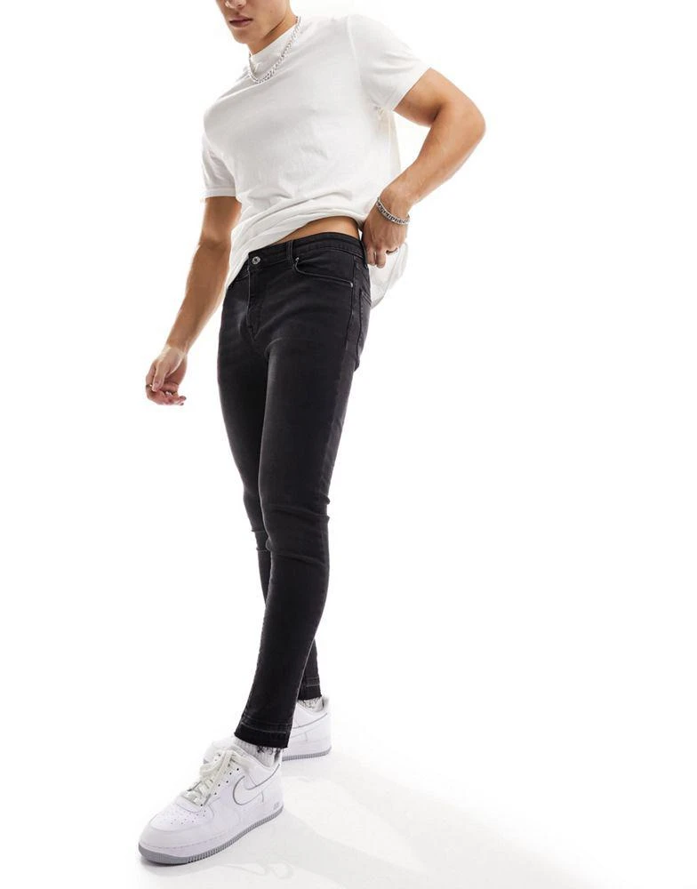 ASOS ASOS DESIGN spray on jeans with power stretch and released hem in grey 4