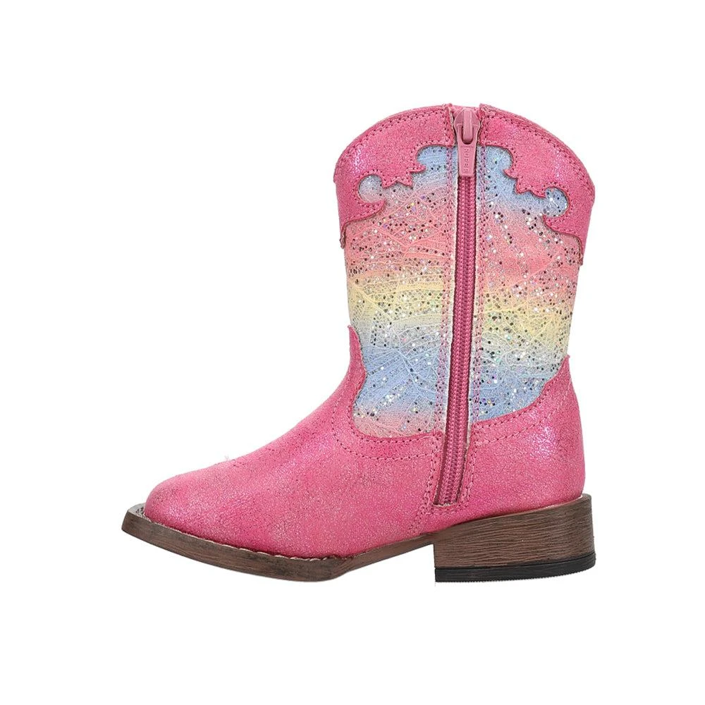 Roper Glitter Lace Square Toe Cowboy Boots (Toddler-Little Kid) 3