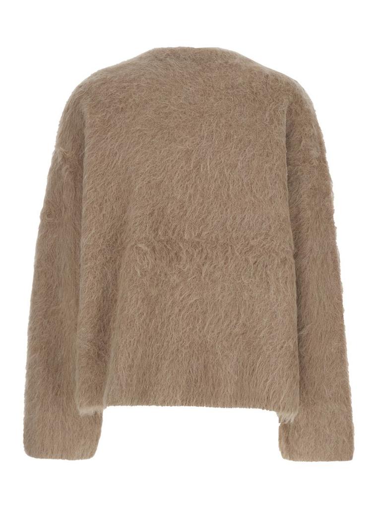 Totême Beige Oversized Sweater With Brushed Effect In Alpaca Blend Woman