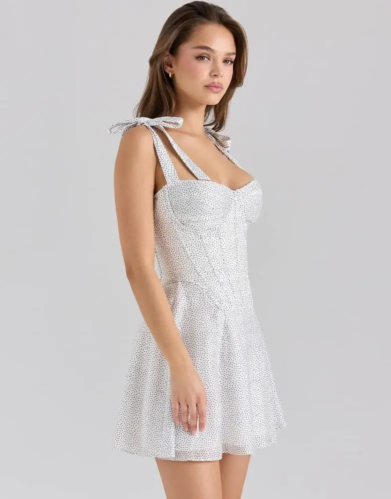 House of CB House of CB Ariella chiffon dot print mini dress in dot print 4